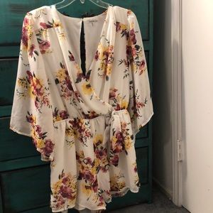 Floral white romper